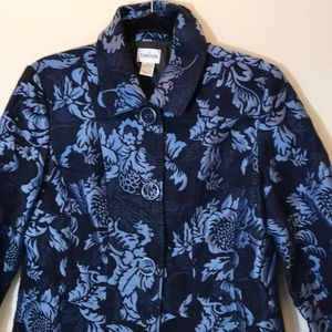 Chico 2 Tone Blue Floral Print Blazer Size Medium